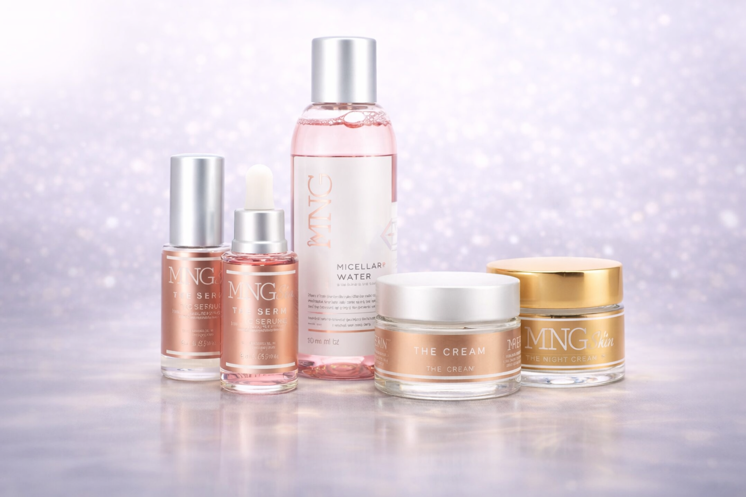 Productos MNG Skin en exhibición